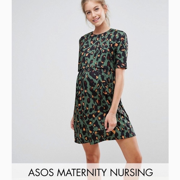 asos green animal print dress